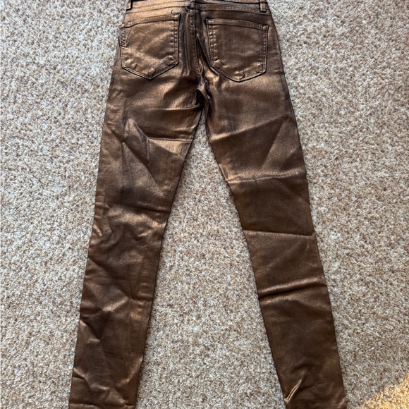 Paige Rose Gold Copper Metallic Coated Verdugo Ultra Skinny Stretch Jeans Sz 23 - Picture 3 of 5